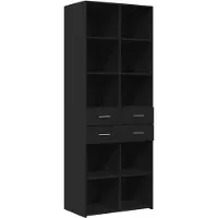 Syfax Hoge kast 70x42,5x185 cm bewerkt hout zwart