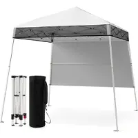 Costway Paviljoen 2x2m, opklapbaar paviljoen met verstelbare hoogte, zijwand en tas, partytent, tuintent, tuinpaviljoen, waterdicht, zonbescherming, wit