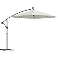 Syfax Zweefparasol met LED-verlichting en metalen paal 300 cm zand