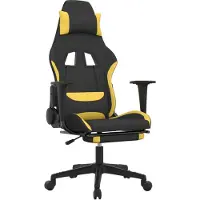 vidaXL Gamestoel met voetensteun stof zwart en geel