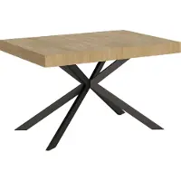 Ityhome - Uittrektafel 130/234x90 cm, blad van geplakt eikenhout in natuurlijke kleur, poten in antracietgrijs