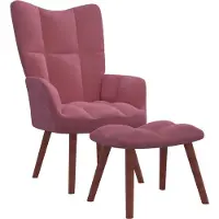 Syfax Relaxstoel met voetenbank fluweel roze