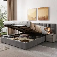 STILVORA Ledikant 90x200 cm van massief hout – grijs – hoog-laag ontwerp met trap en veiligheidsrand – kinderkamer