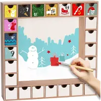 Ed Brubaker Herbruikbare adventskalender met 24 lades - DIY kerstkalender om te beschilderen, te versieren en zelf in te richten - Leeg - 33 cm hoog