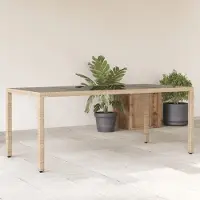 Prolenta Maison Exclusive - Tuintafel met glazen blad, beige, 190x90x75 cm, polyrotan