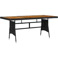 Syfax Tuintafel 160x70x72 cm poly rattan en massief acaciahout zwart