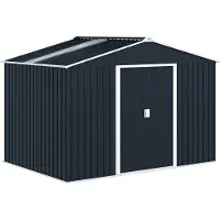 Outsunny -Gerätehaus-Stahl-277L x 195B x 192H cm-Dunkelgrau