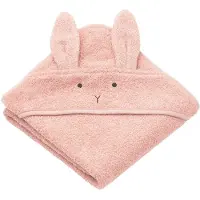 Liewood Albert badcape handdoek met capuchon 70x70 cm Rabbit rose