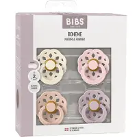 BIBS Boheme Fopspeen - Rond - 4 Stuks - 6-18 Mnd - Ivory/Blush/Blossom/Dusky Lilac