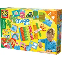 SES Creative - Ik Leer Knippen Mega Set - Montessori Speelgoed - 48 Knipvellen en Veilige Schaar - Knutselpakket voor kinderen vanaf 3 jaar
