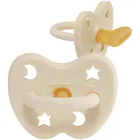 Hevea Fopspeen - natuurrubber / Milky White / geschikt voor de kaken / Ster & Maan (vanaf 3 maanden)