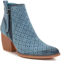 Refresh Dames Leren enkellaarsjes 172519 blauw (39), Leer, 5 tot 8 cm, Ritssluiting, Casual 17251901-JEANS