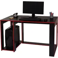 Mendler Bureau -J26, computerbureau, bureau, 120x60x76cm ~ zwart-rood