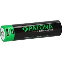 PATONA Premium 18650 oplaadbare lithium-ion batterij + USB-C ingang, 3,7V, 3300mAh