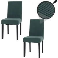 Mendler Set van 2 eetkamerstoelen Littau, keukenstoel hoge rugleuning, stof/textiel koord hout ~ groen, donkere poten