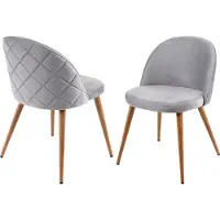 MCW Set van 2 eetkamerstoelen -D53, stoel keukenstoel retro jaren 50 design, fluweel ~ lichtgrijs
