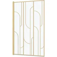 Aurlane Opvouwbare Badwand 80x140cm Met Zeefdruk In Art Deco Stijl - Afwerking In Geborsteld Goud