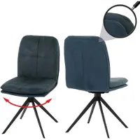 Mendler Set van 2 eetkamerstoelen HWC-M68, keukenstoel met rugleuning, draaibaar met automatische positie, metaal, stof/textiel blauw