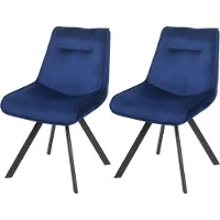 MCW Set van 2 eetkamerstoel -K24, gestoffeerde stoel keukenstoel fauteuil stoel, metaal fluweel ~ blauw