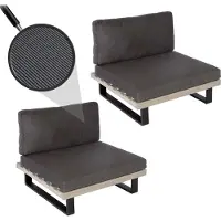 Mendler Set van 2 loungestoelen -H54, tuinstoelen, gesponnen poly acaciahout FSC-gecertificeerd aluminium ~ grijs, kussen donkergrijs
