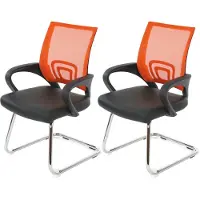 Mendler Set van 2 vergaderstoelen Ancona, bezoekersstoel, kunstleer MVG-gecertificeerd ~ oranje