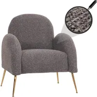 Mendler Loungestoel -N69, cocktailstoel fauteuil, retro nosa ophanging stof/textiel chenille MVG-gecertificeerd ~ donkergrijs