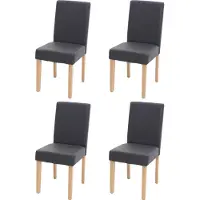 MCW Set van 4 eetkamerstoelen Keukenstoel Littau MVG-gecertificeerd ~ kunstleer, grijs mat, lichte poten