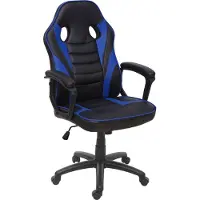 Mendler Kantoel HWC-F59, bureaustoel, draaistoel, race-stoel, gaming-stoel, kunstleer zwart/blauw