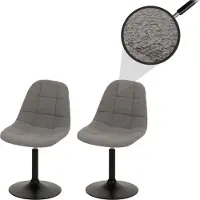 Mendler Set van 2 eetkamerstoelen -A60, keukenstoel draaistoel, staal MVG stof/textiel bouclé (450g/m²) ~ grijs