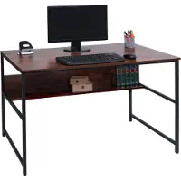 Mendler Bureau -K80, bureau computer bureau werkblad, metaal MDF 120x60cm ~ bruin