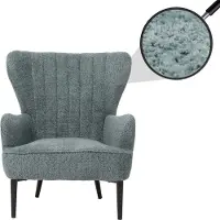 Mendler Loungestoel -K37, cocktail/oor fauteuil gestoffeerde stoel retro vintage stof chenille (500g/m²) Oeko-Tex ~ blauwgroen