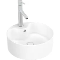 Aurlane Vasque à poser ronde - Céramique blanche - Diamètre 41 cm - ROLL ON