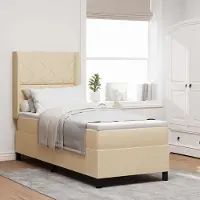 Prolenta Maison Exclusive - LED boxspringbed met hoofdeinde, crème kleur, 90 x 190 cm, gestoffeerd