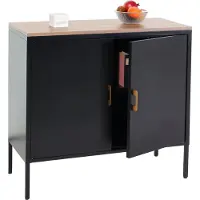 MCW Ladekast -L84, buffetkast dressoir, 2 deuren metaal 90x90x40cm, gemelamineerd ~ zwart