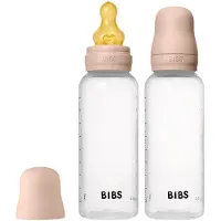BIBS - Baby Bottle Round Latex 2 Pack Medium Flow - Blush - 270 ml