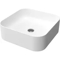 Aurlane Vasque carrée blanche en céramique à poser - 40x40x13.5cm - POP SQUARE ROUNDED