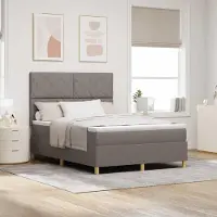 Prolenta Maison Exclusive - LED boxspringbed met hoofdeinde, taupekleurig, 140 x 190 cm, gestoffeerd