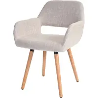 MCW Eetkamerstoel -A50 II, keukenstoel, retro jaren 50 ontwerp ~ textiel, crème/grijs, lichte poten
