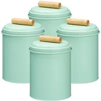 Excellent houseware Voorraadpot / koekjes bewaarblik Bart - 4x - 14 x 20 cm - metaal - mintgroen - keuken voorraadpotten