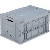 Relaxdays vouwkrat - 60 l - stapelbaar - met deksel - kunststof - 32,5 x 58,5 x 39,5 cm - grijs
