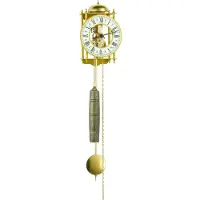 Hermle wandklok - skeletklok goud - mechanisch uurwerk - met gewicht Wandklok, smeedijzer, goud, 62 cm x 15 cm x 10 cm