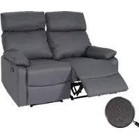 Mendler 2-persoons bioscoopstoel HWC-L93, relaxstoel, tv-stoel, sofa met armleuningen, verstelbare rugleuning, Nosag-vering, stof/textiel, donkergrijs