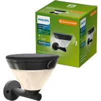 Philips Kyna Solar wandlamp - Zonne-energie - Warmwit licht: 2700K - Zwart - Twee lichtstanden - Schemersensor - Bewegingssensor - IP44: weerbestendig - Solar buitenverlichting