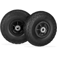 Relaxdays 2x steekwagenwiel 4.1/3.5-4'' - anti lek banden - 16 mm as - tot 150kg - 260x85mm - rubber - zwart