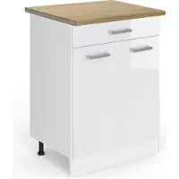 Vicco Keukenonderkast R-Line Wit Hoogglans 60 cm met lade, WB Eik, Model 45838