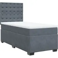 vidaXL Boxspring met matras fluweel donkergrijs 100x200 cm
