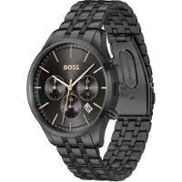 HUGO BOSS quartz zwart heren horloge met zwarte wijzerplaat & roestvrij stalen band