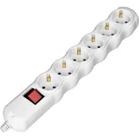 ORNO Stekkerdoos met schakelaar - Verdeelstekker 6-voudig - Stekkerblok zonder snoer/kabel - Wit