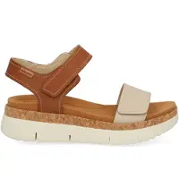 Pikolinos Dames Palma bruin leren sandalen (39), Leer, 1 tot 3 cm, Klittenband, Casual W4N-0940C1