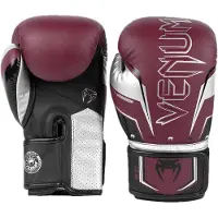 Venum Elite Evo (kick)bokshandschoenen Bordeaux Zilver - 10 OZ